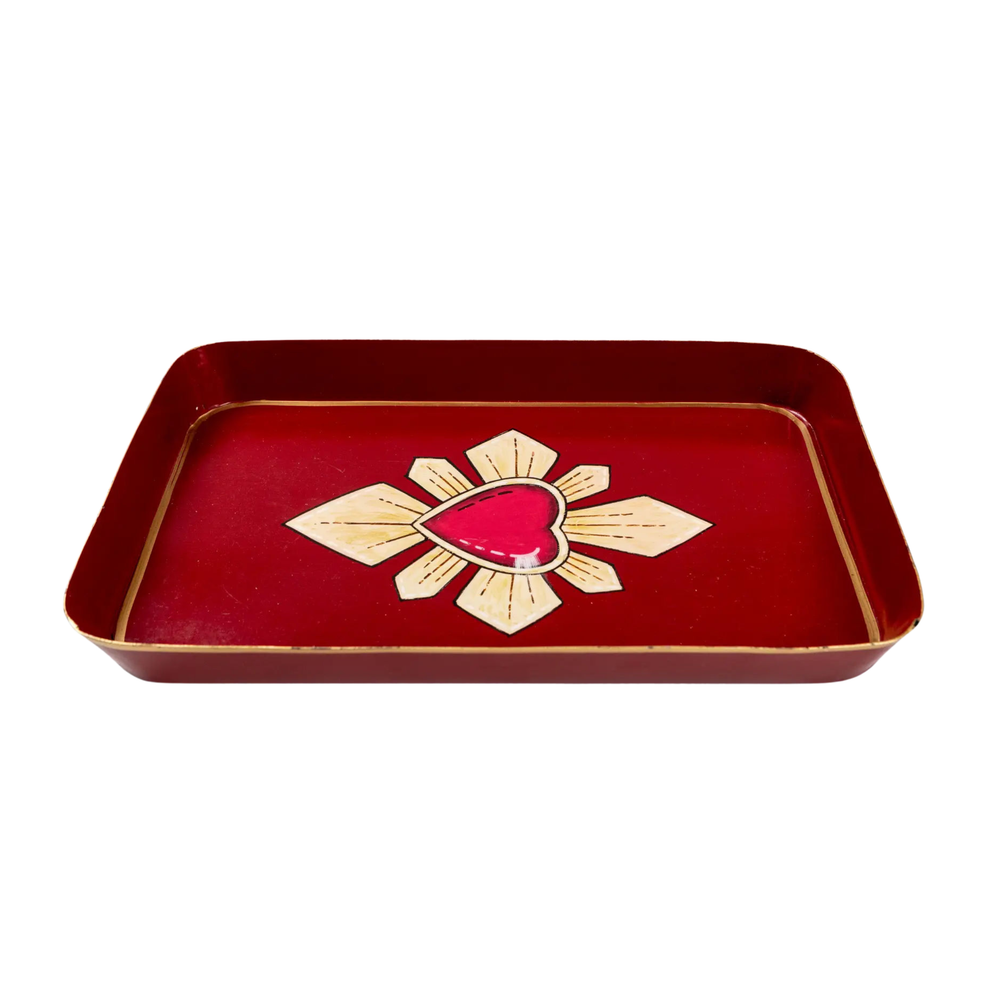 Hand-Painted Festive Decorative Iron Tray