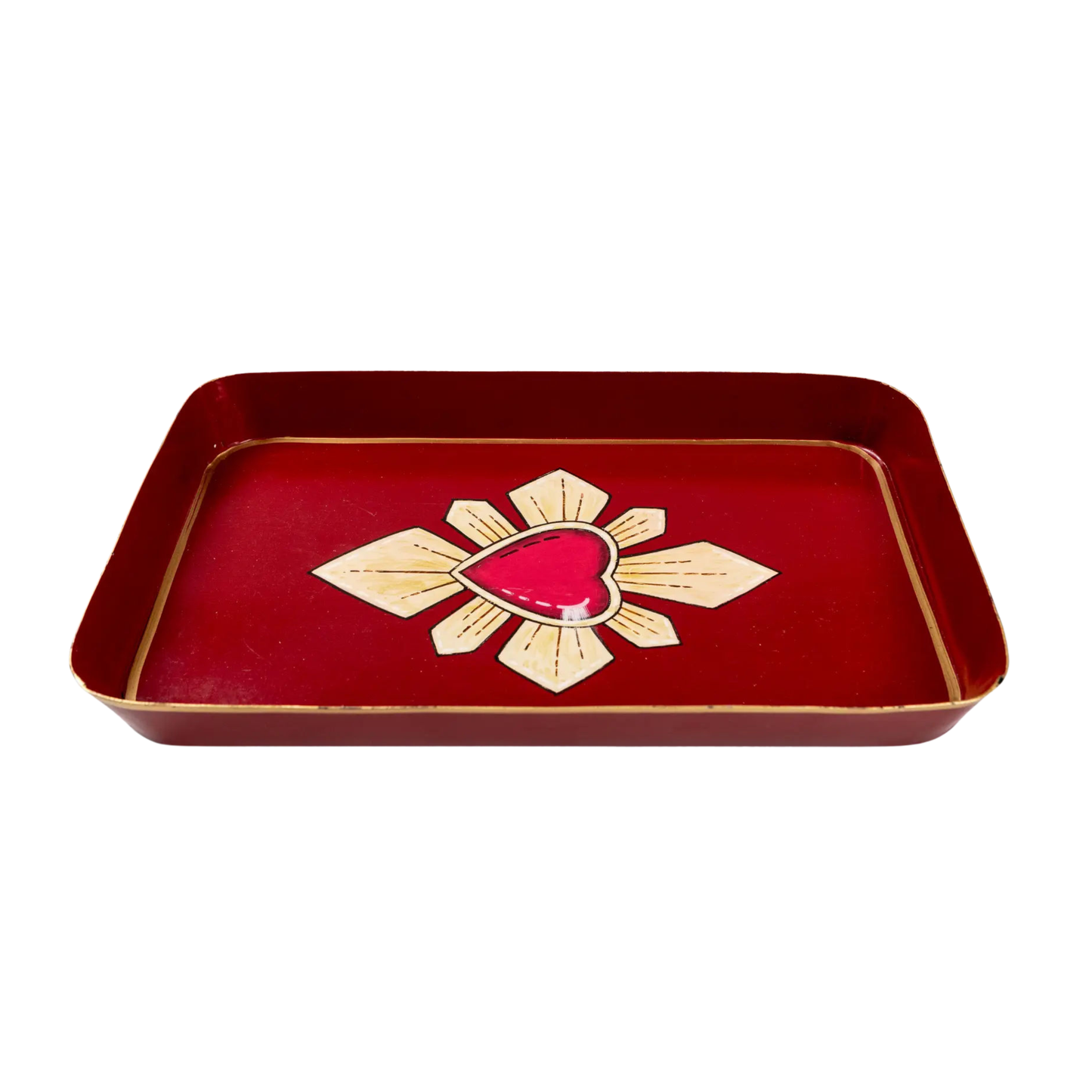 Hand-Painted Festive Decorative Iron Tray