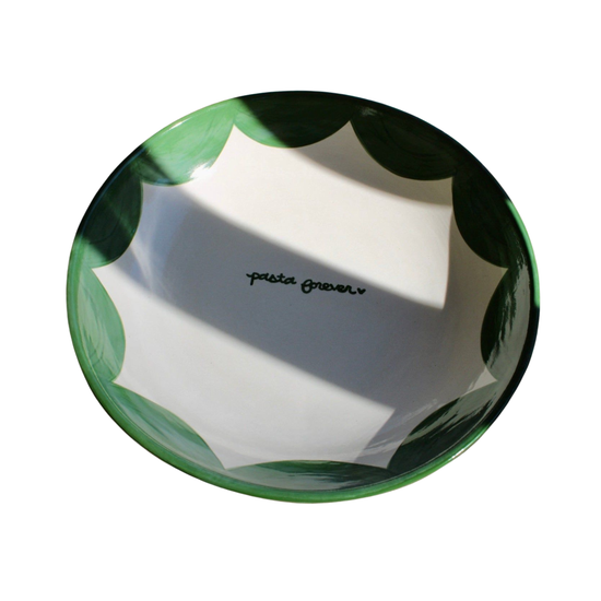 "pasta forever" Hand-painted Hunter Green Pasta Bowl