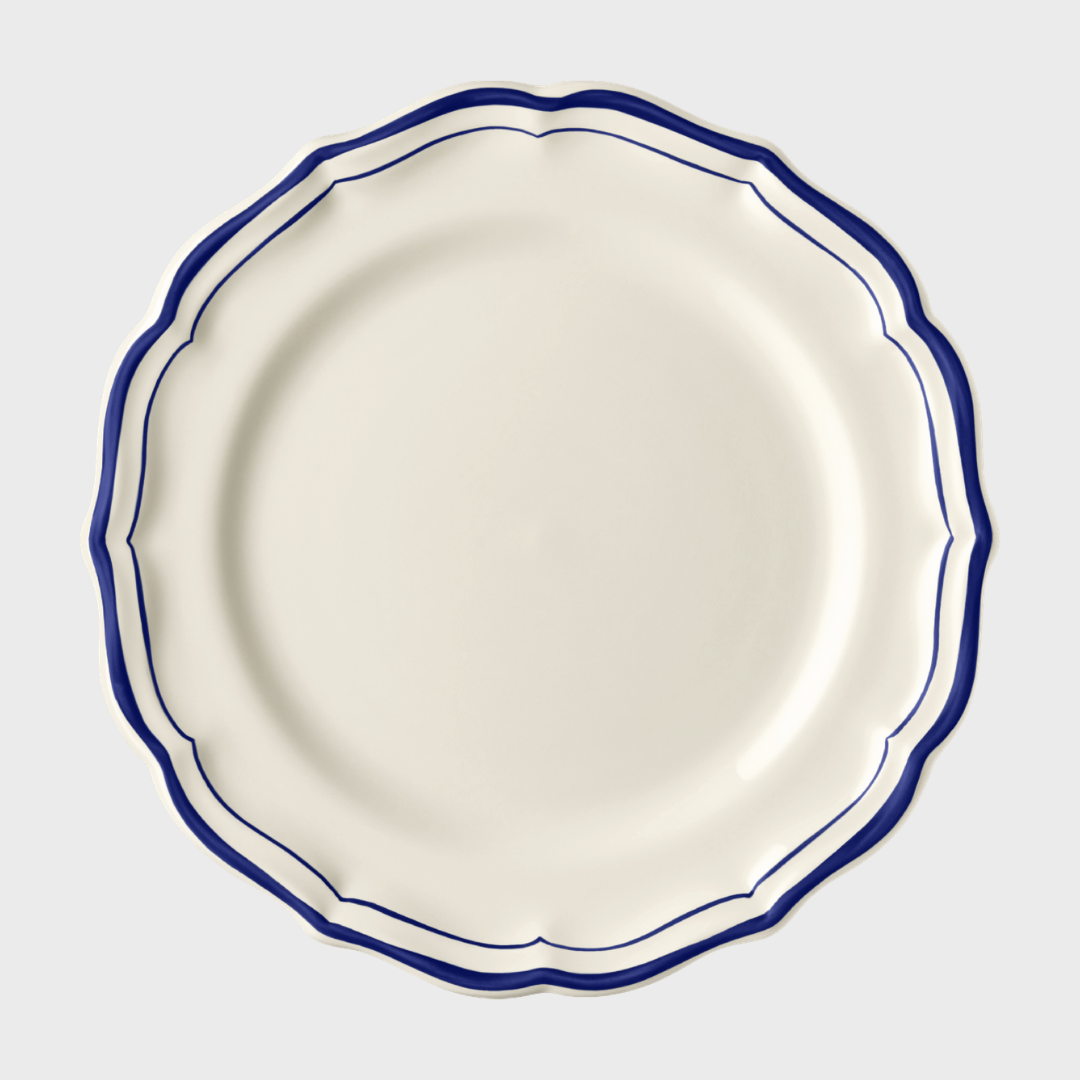 Gien Cobalt Scallop Edge Dinner Plate