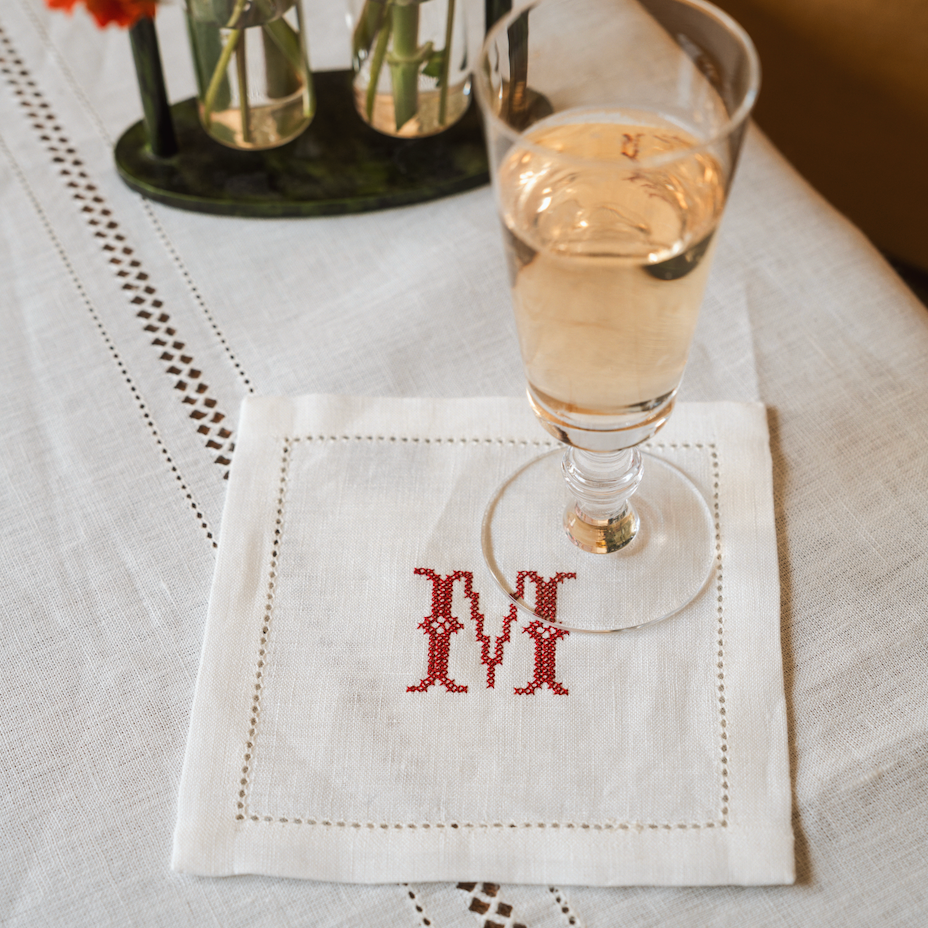 Set of 6 Hemstitch Square Cocktail Napkins