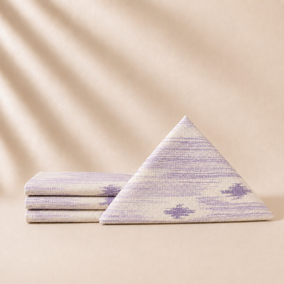Set of napkins with purple patterns on a beige background