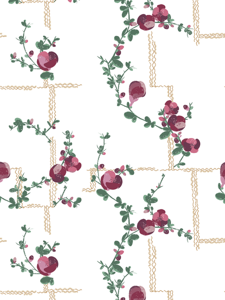 Coco, Fuchsia on White Linen Fabric
