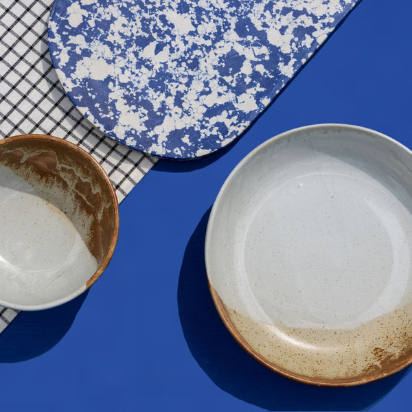 Tavora Pasta Bowls Set of 4, Reactive Salt-glaze - White