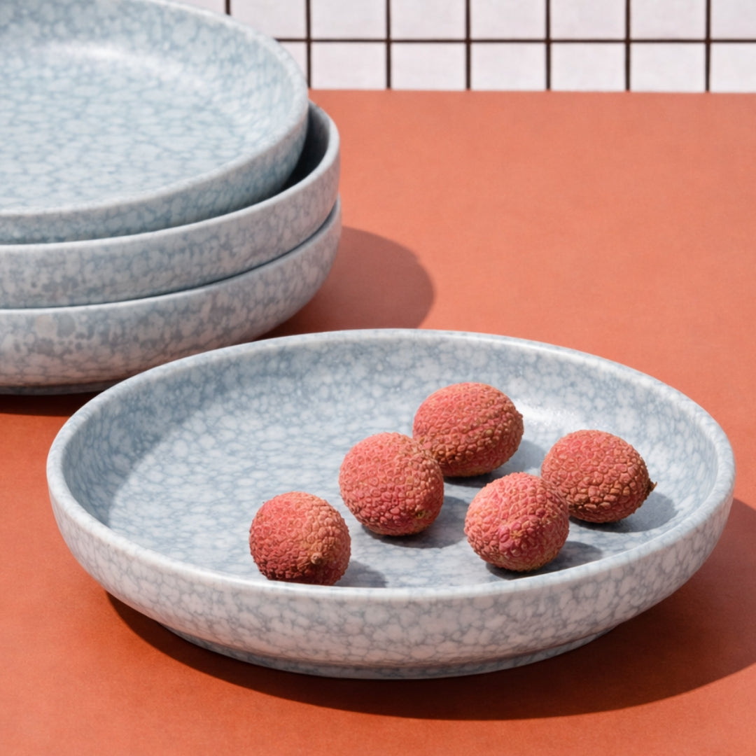 LoHo Pasta Bowls Set of 4, Cloud Grey Reactive Glaze