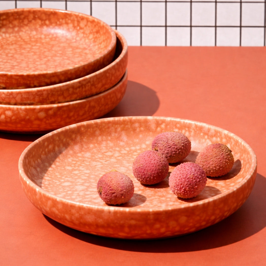 LoHo Pasta Bowls Set of 4, Terracotta Reactive Glaze