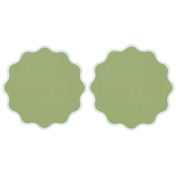 The Victoria Placemat in White and Green, Set of Two