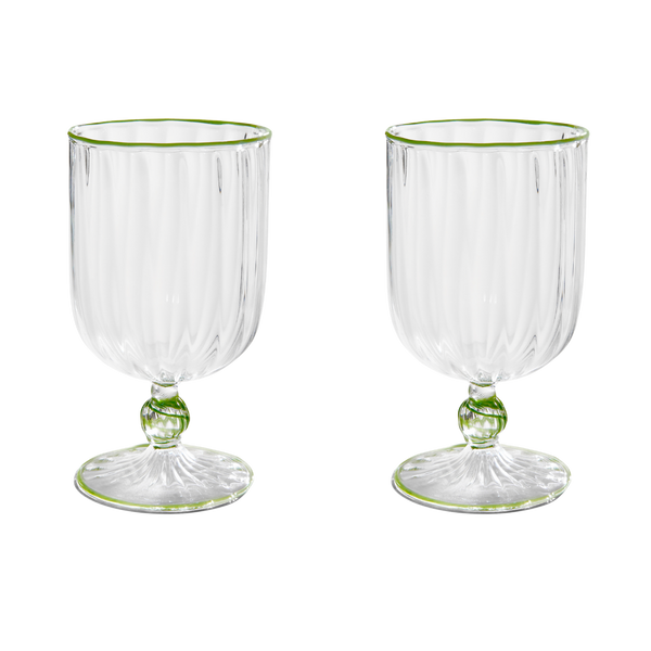The Adrienne Venetian Wine Glass in Green