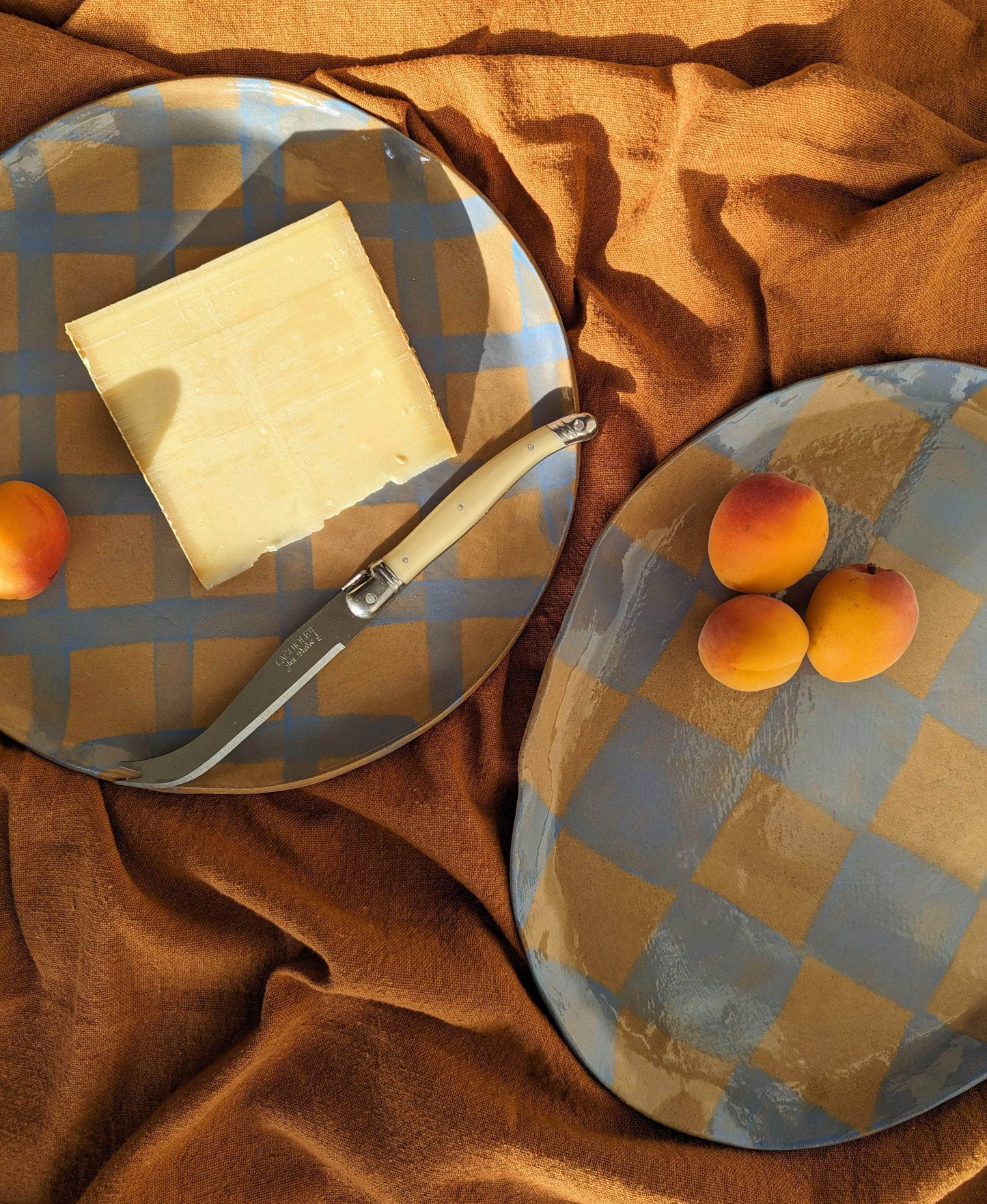 Baby Blue Checks Oval Plate