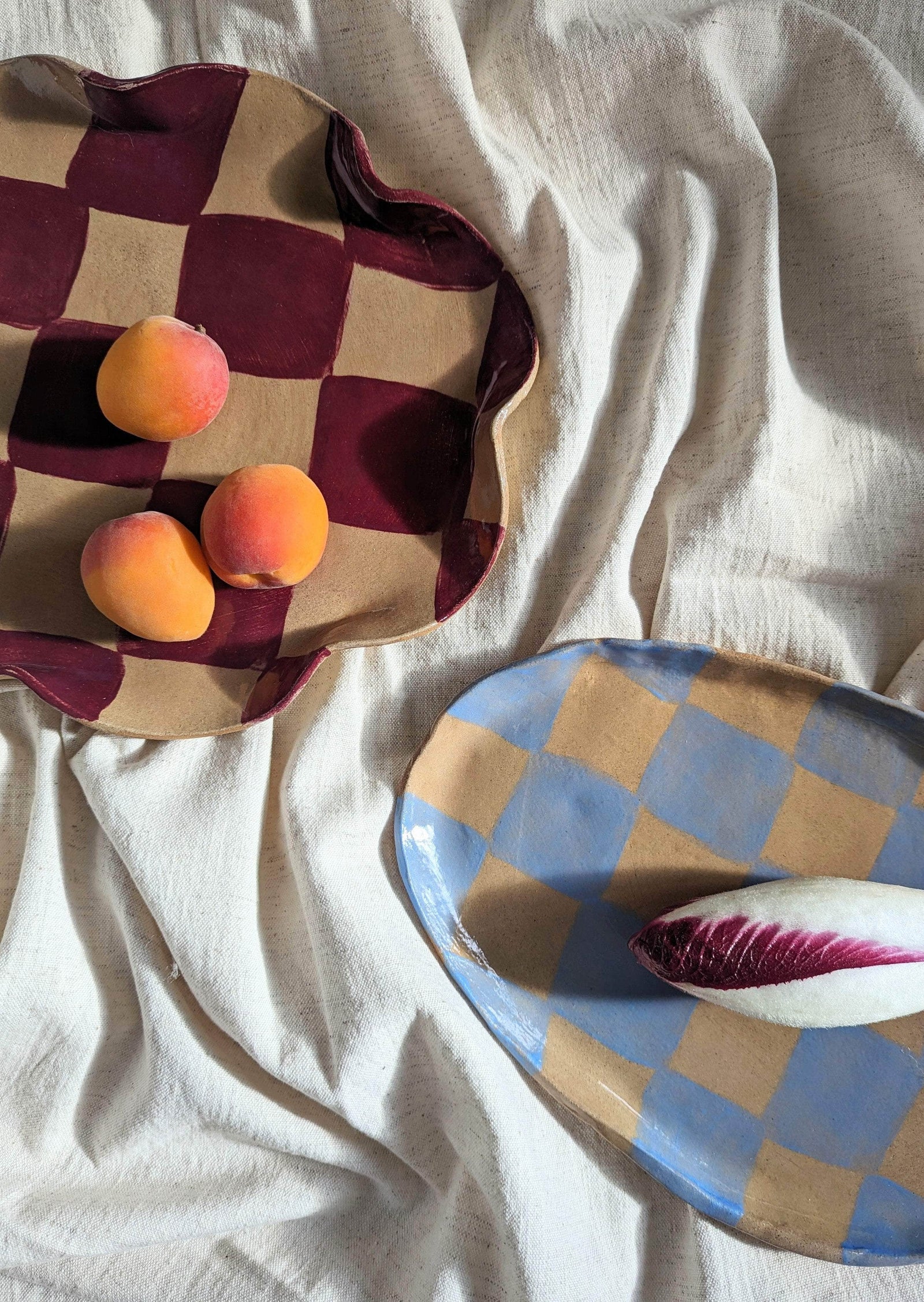Baby Blue Checks Oval Plate