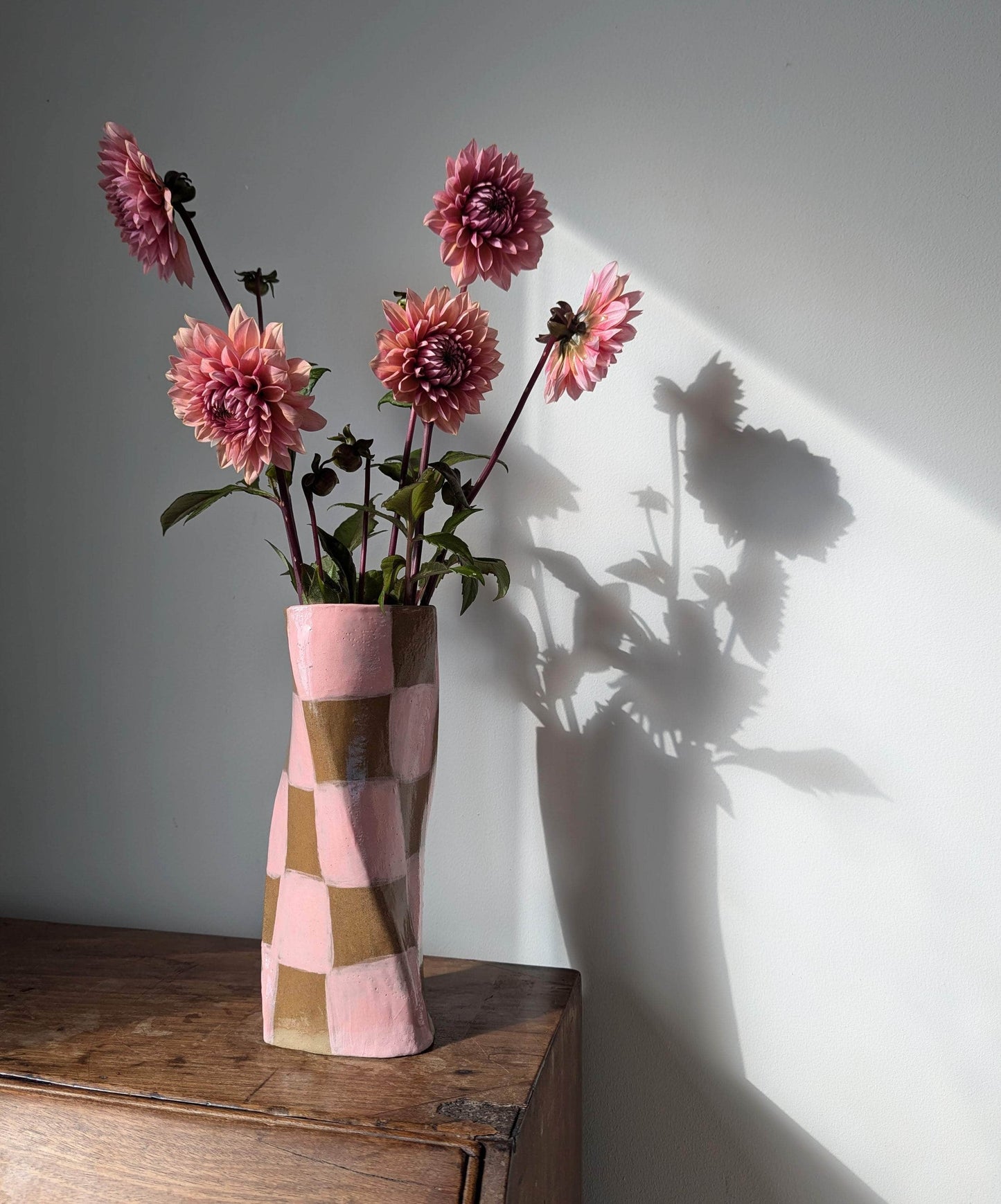 Pink Check Twist Vase