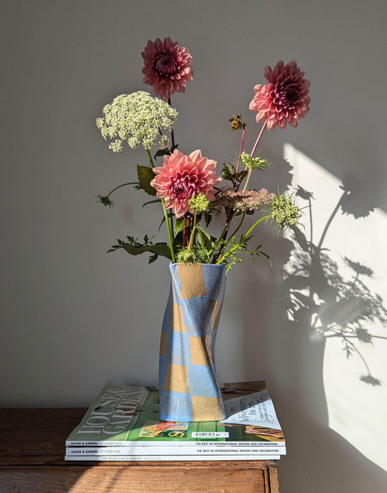 Baby Blue Check Twist Vase