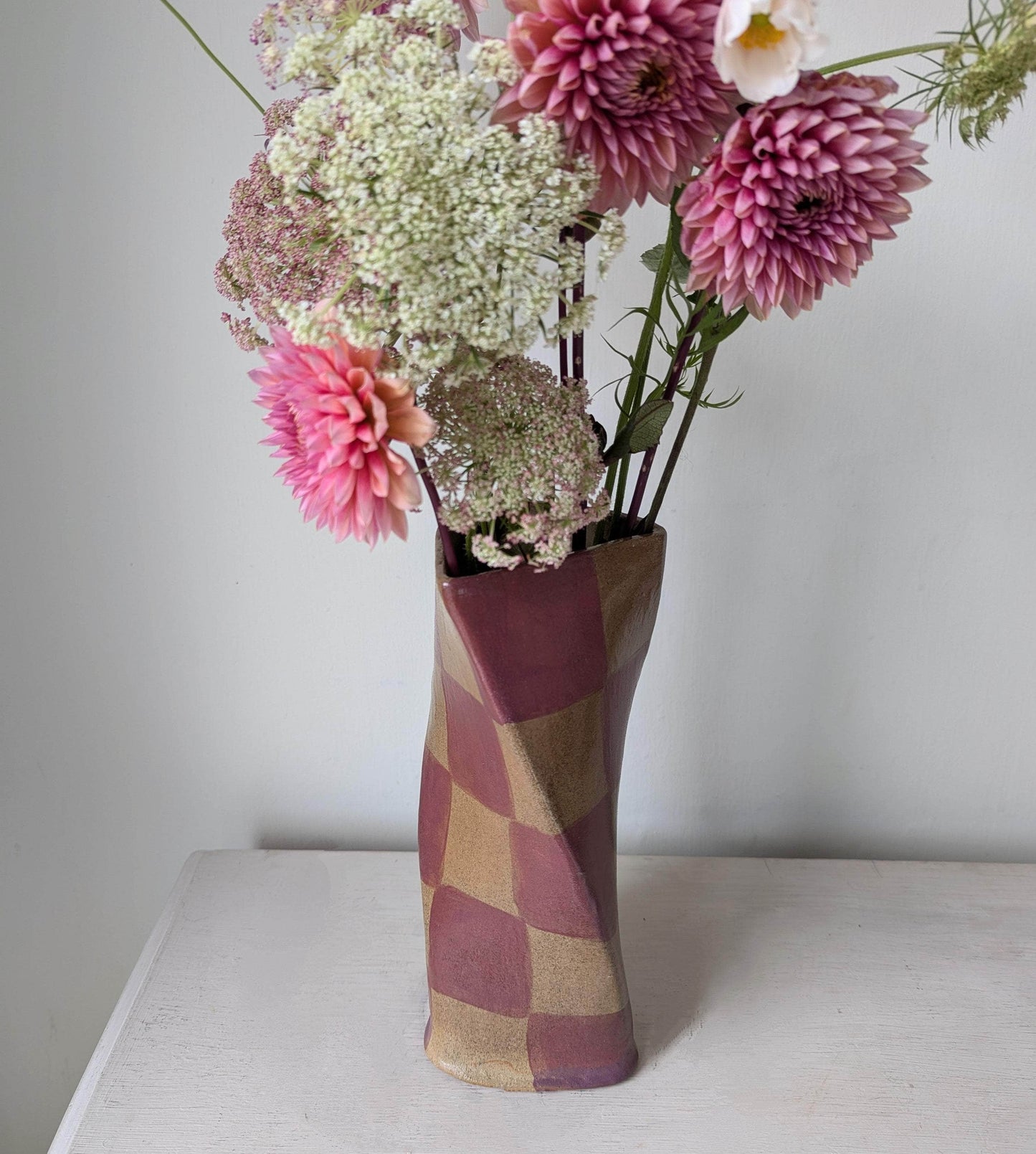 Pink Check Twist Vase