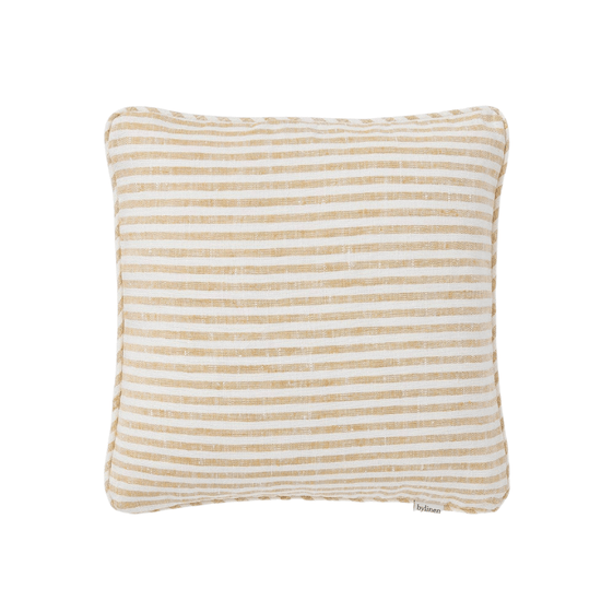 Yellow + White Striped Linen Cushion