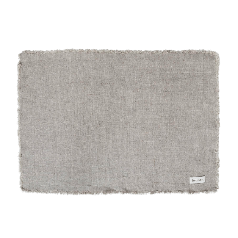 Load image into Gallery viewer, Grey Fringed Linen Placemat
