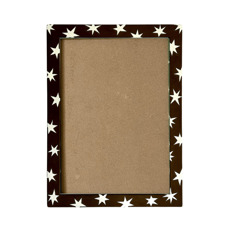 Painted Wood Picture Frame, Chocolate Brown Shooting Stars