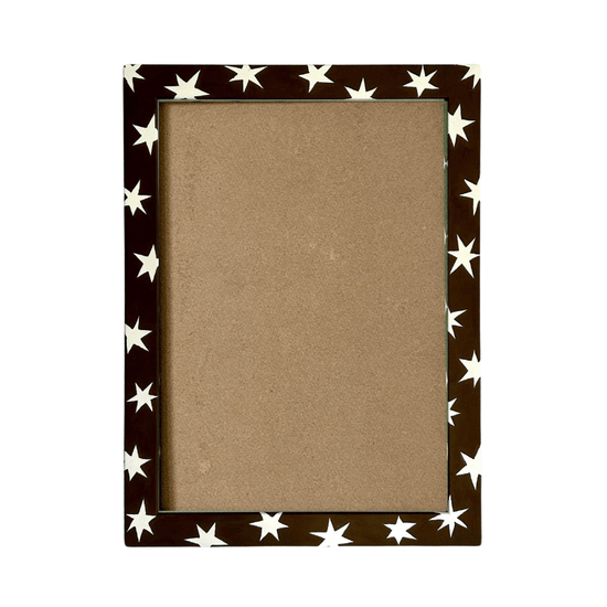 Painted Wood Picture Frame, Chocolate Brown Shooting Stars
