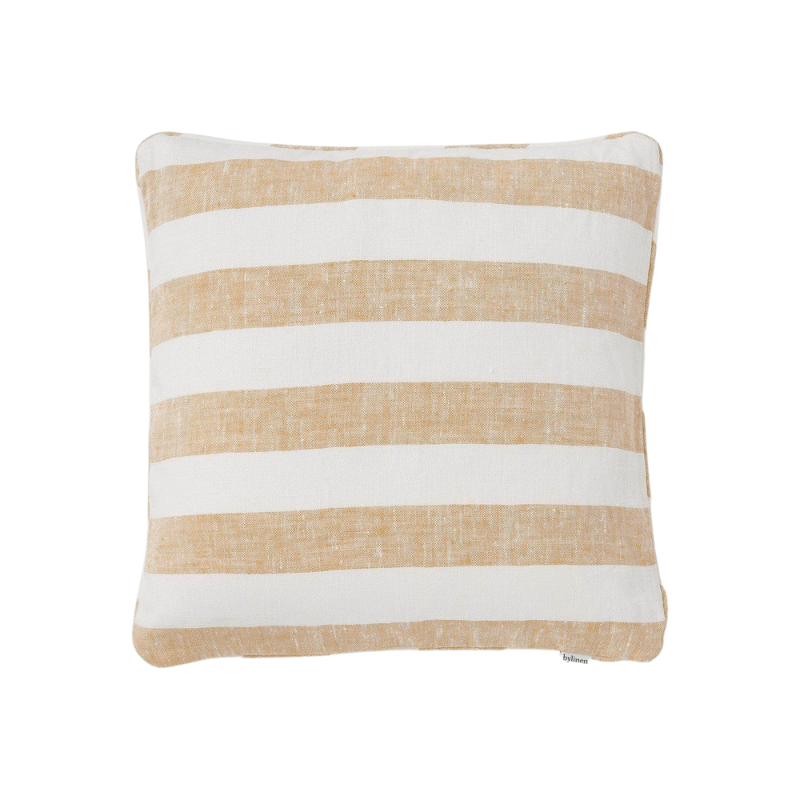 Yellow + White Striped Linen Cushion