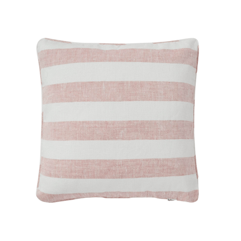 Pink + White Striped Linen Cushion