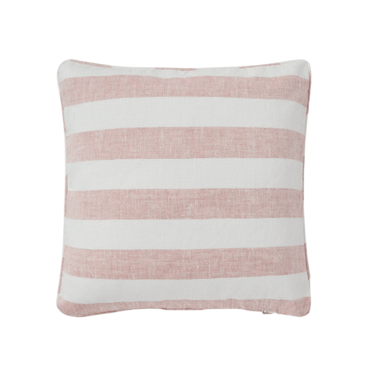 Pink + White Striped Linen Cushion