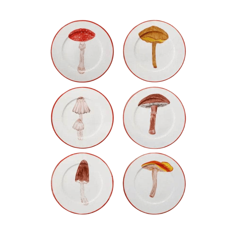 Mushrooms Set of 6 Plates