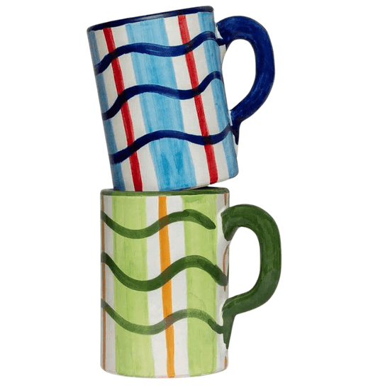 Load image into Gallery viewer, Set of 2 Wavy-Lines Mugs
