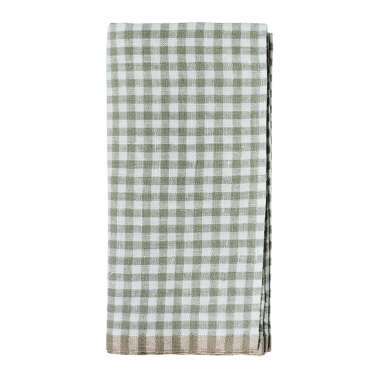 Load image into Gallery viewer, Green Gingham linen Napkin
