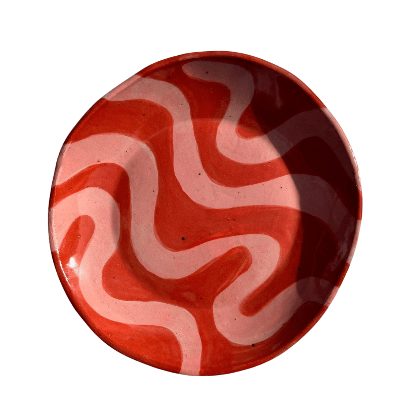 Squiggle Side Plate - Red and Pink 17.5cm