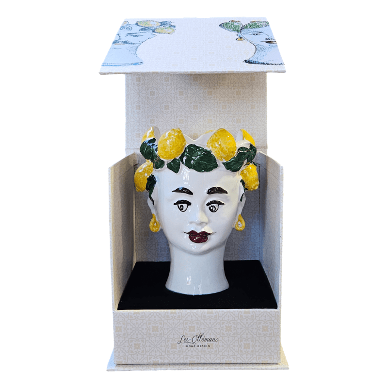 Handpainted Ceramic Candle Woman Head Lemon