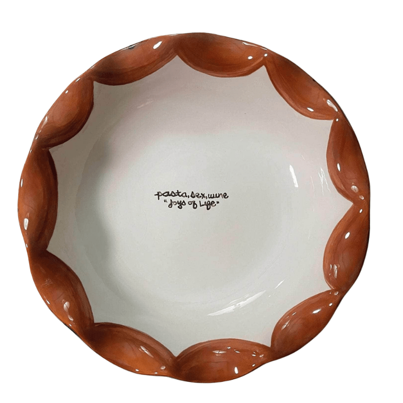 Hand-painted Sspeckled Scalloped Pasta Bowl