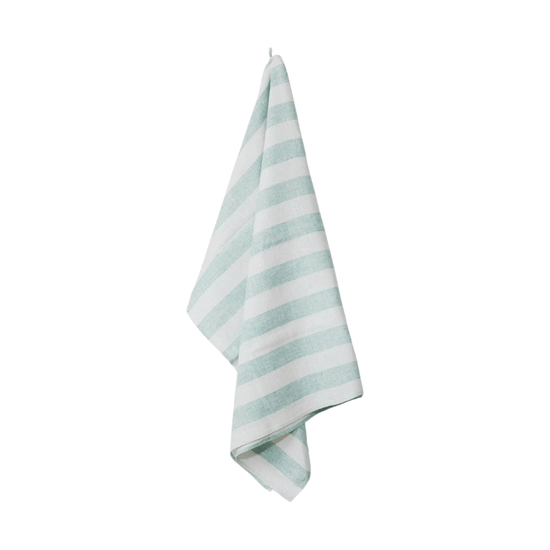 Turquoise + White Linen Bath Towel