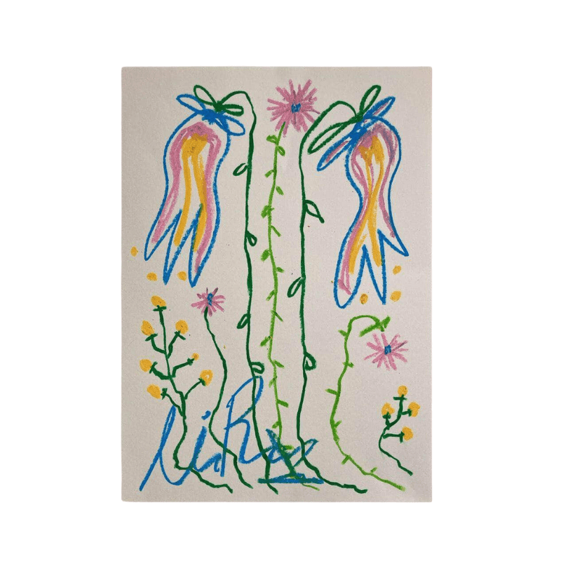 Pink, Yellow & Blue Floral | Original Painting A3