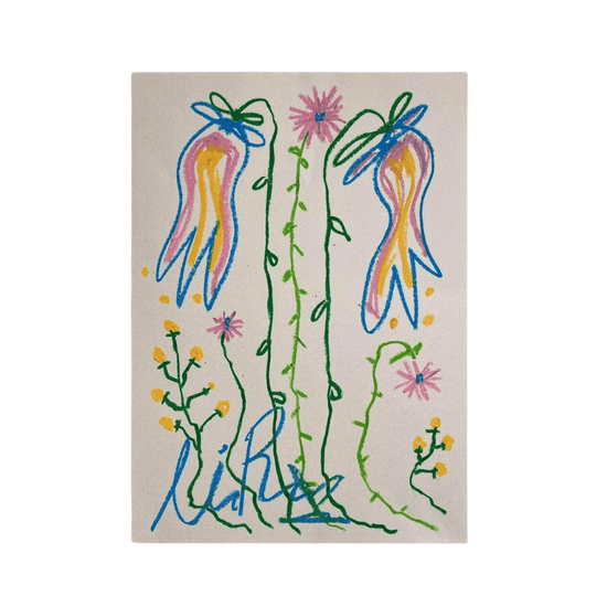 Pink, Yellow & Blue Floral | Original Painting A3