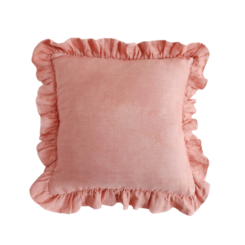 Load image into Gallery viewer, Square Ruffles Cushion in Salmon
