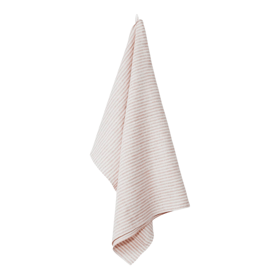 Pink + White Stripe Linen Bath Towel