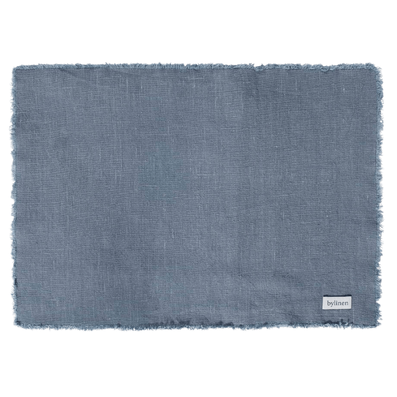 Blue Fringed Linen Placemat