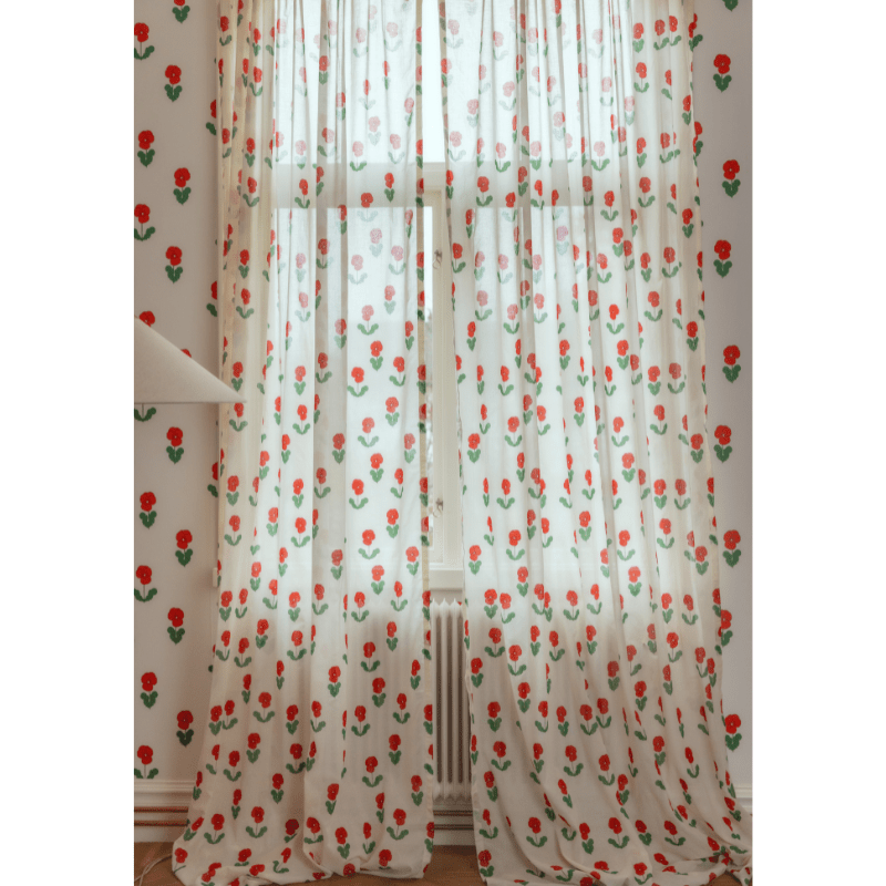 Child's Viola Flower Print Multi Tape Curtains | Set of 2