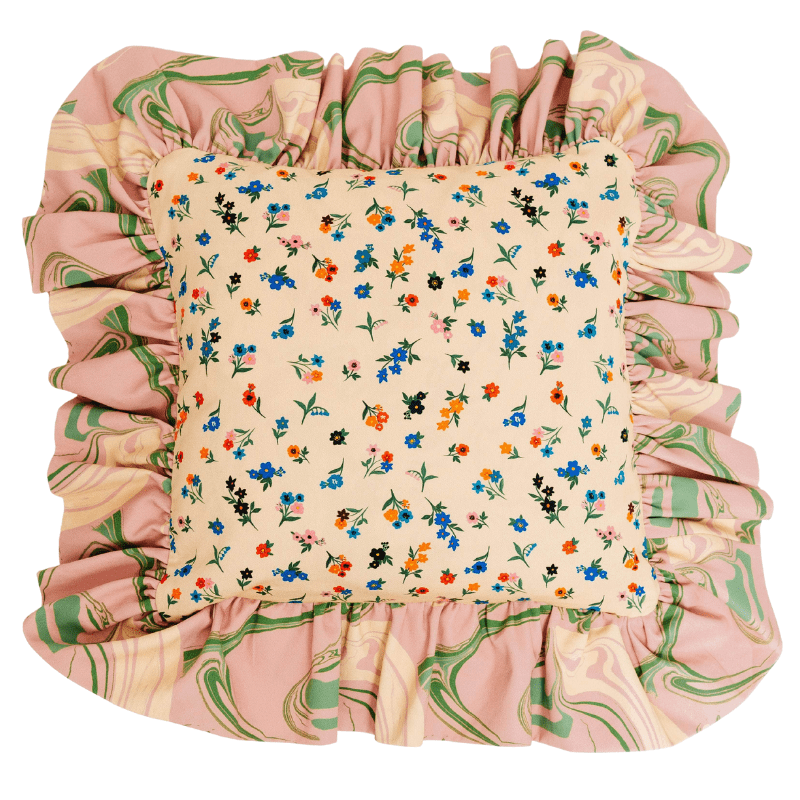 "Frilly Fancy" Cushion in Peony Pink