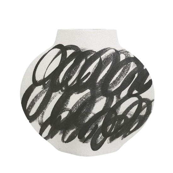 Ceramic Vase ‘Lune [M] - Circles Black N°2’