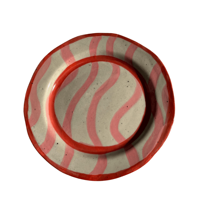 Squiggle Dinner Plate - Pink and Red 23cm