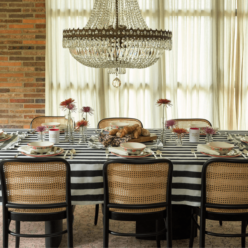 Black Striped Tablecloth - Between Us