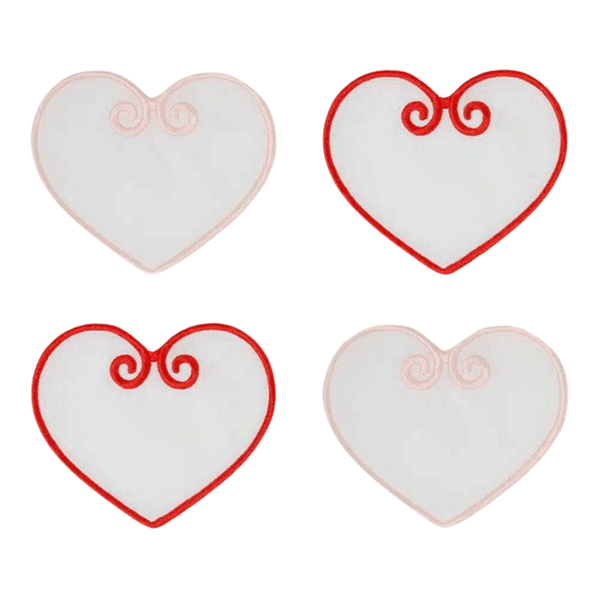 Set of 4 Pink and Red Heart Coasters