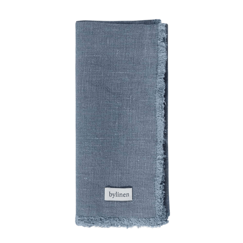 Blue Fringed Linen Napkin