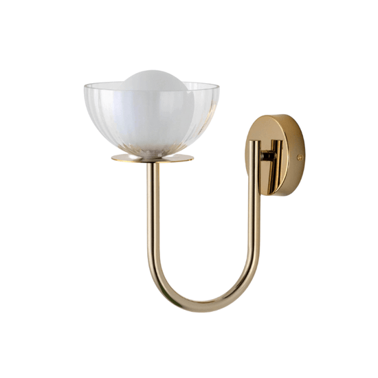 Brass ribbed glass wall light