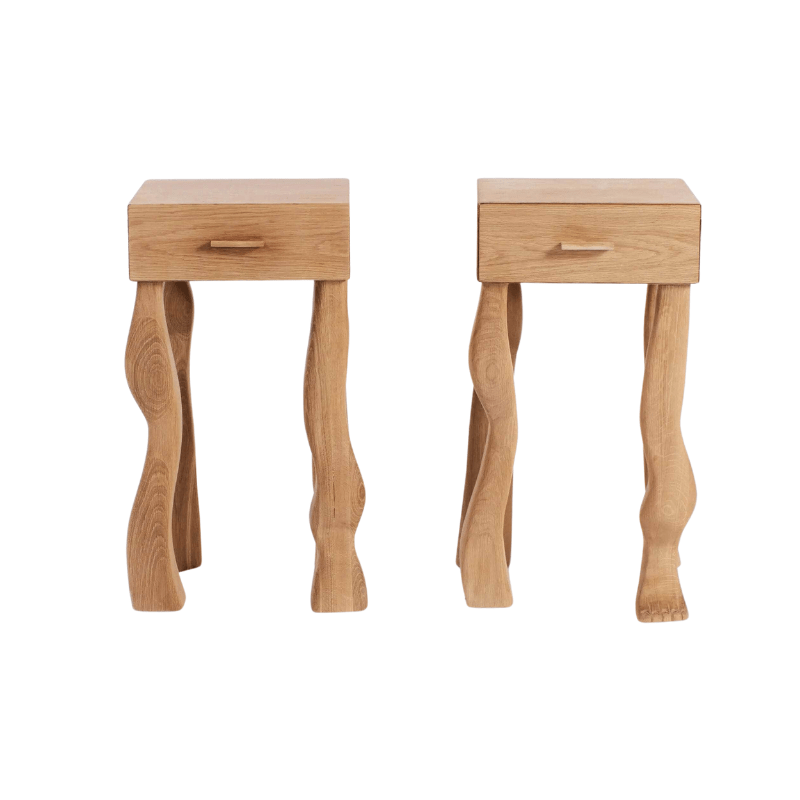 Foot Side Table With Drawer (Pair)