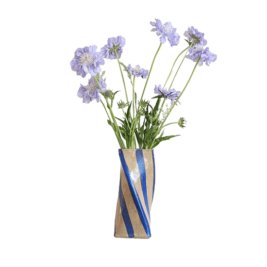 Blue Stripe Twist Vase