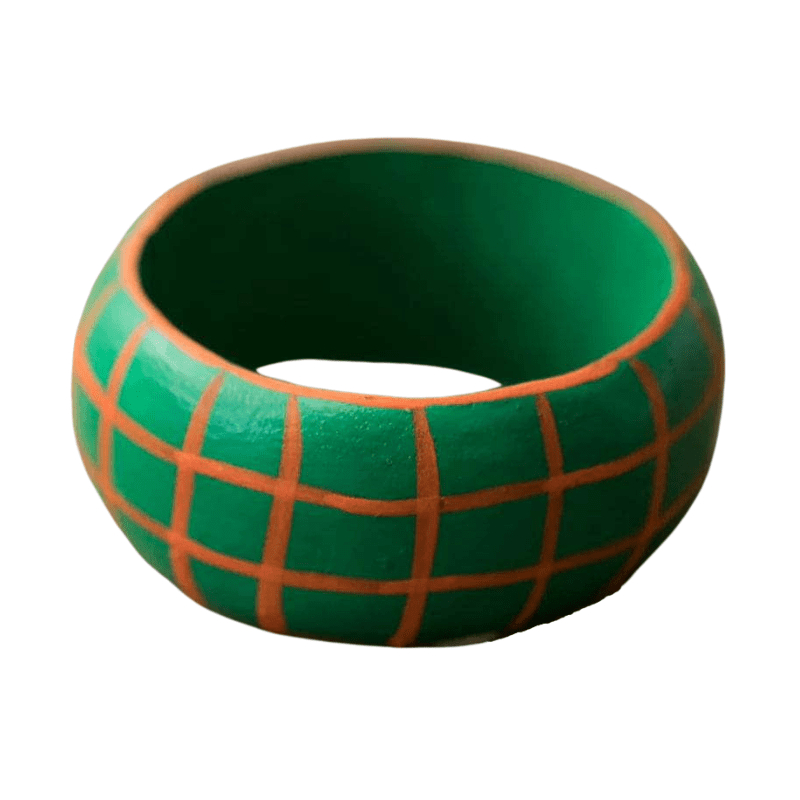 Wooden Check Napkin Holder - Green