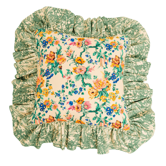 "Frilly Fancy" Cushion in Fern green