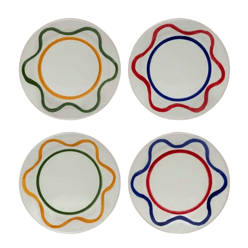 Set of 4 Wavy-Lines Plates