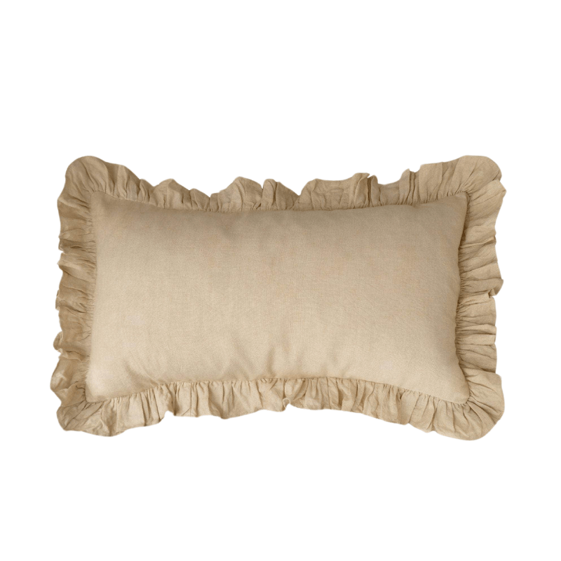 Oblong Ruffles Cushion in Cream